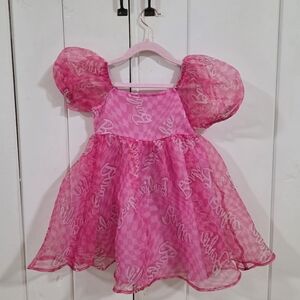 Barbie Girls Hot Pink Checkered Barbie Dress XS (4-5)